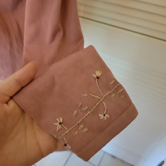 Field Manor Floral Embroidered Silk Nylon Cardigan Women's Purple - Picture 6 of 7